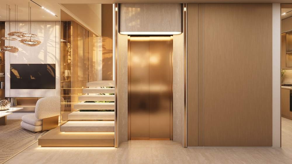 Floating staircase and private elevator