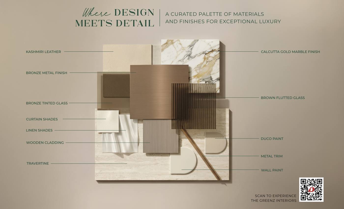 Material board with labelled finishes